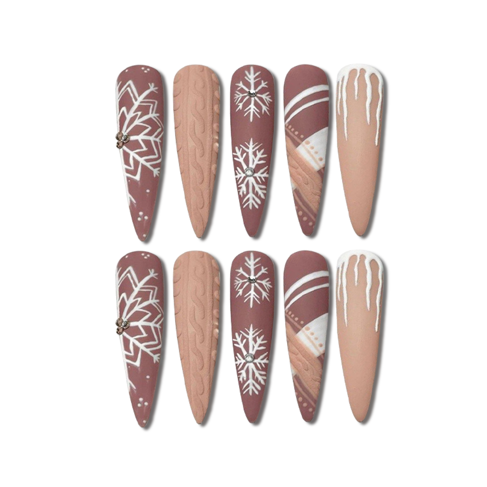 Custom Winter Snowflake Press-On Nails – Cozy Sweater & Holiday Nail Art | Wynzy Pops Nails™