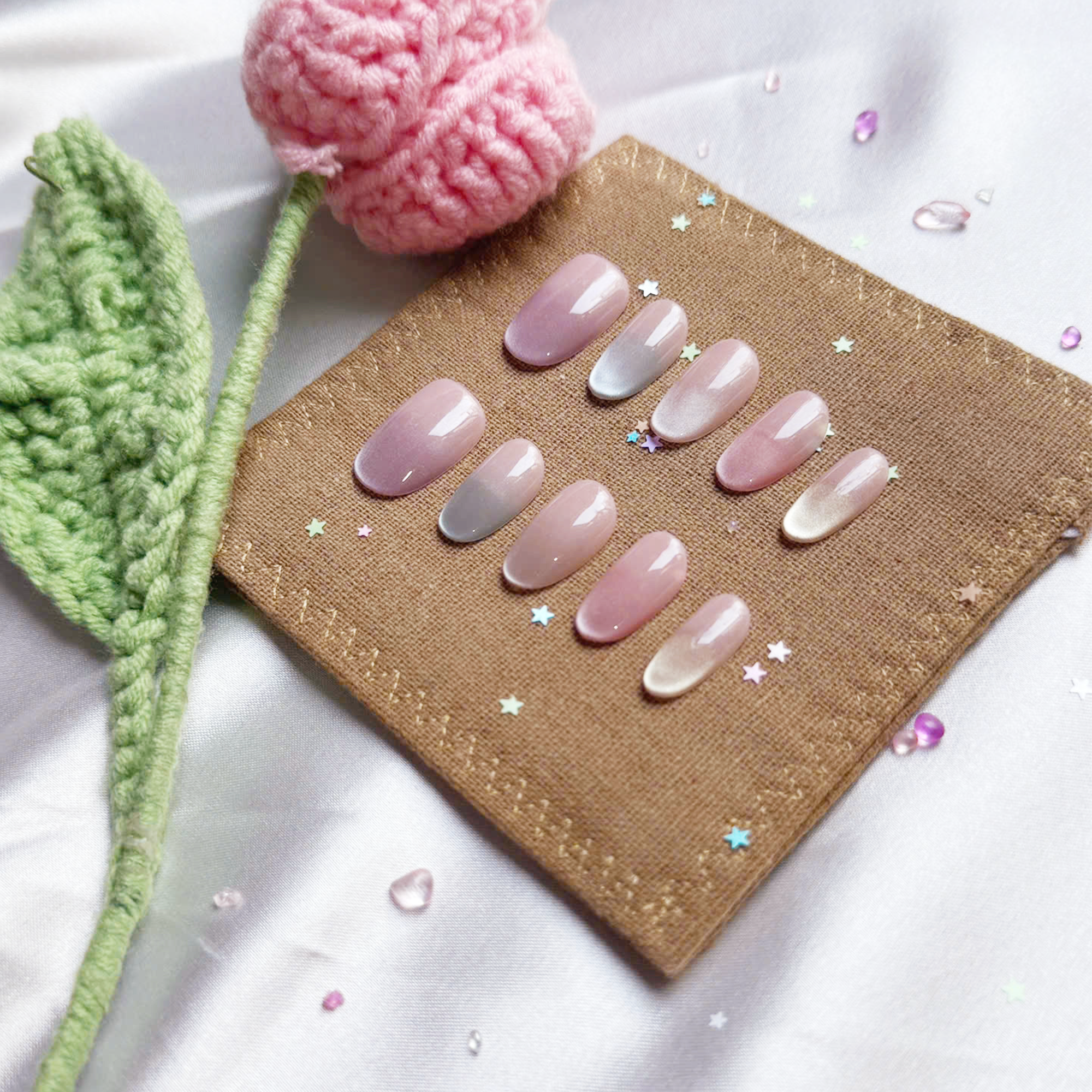 Custom Press-On Nails – Pastel Ombre Rainbow Gradient in Short Oval Shape | Wynzy Pops Nails