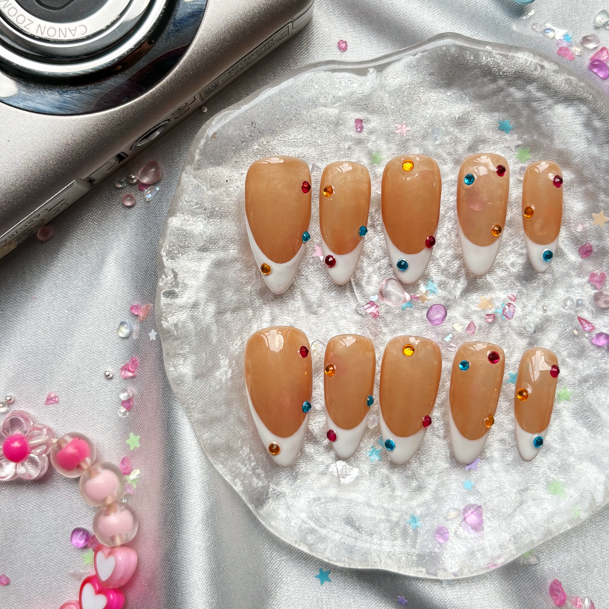 Custom Press-On Nails – Personalized Colorful French Tip Y2K Nail Art | Wynzy Pops Nails