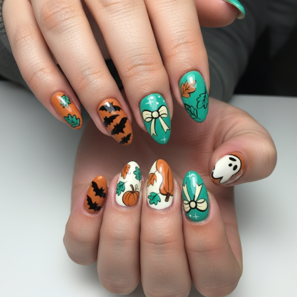 Custom Halloween Press-On Nails – Pumpkin, Ghost & Fall Nail Art | Wynzy Pops Nails™