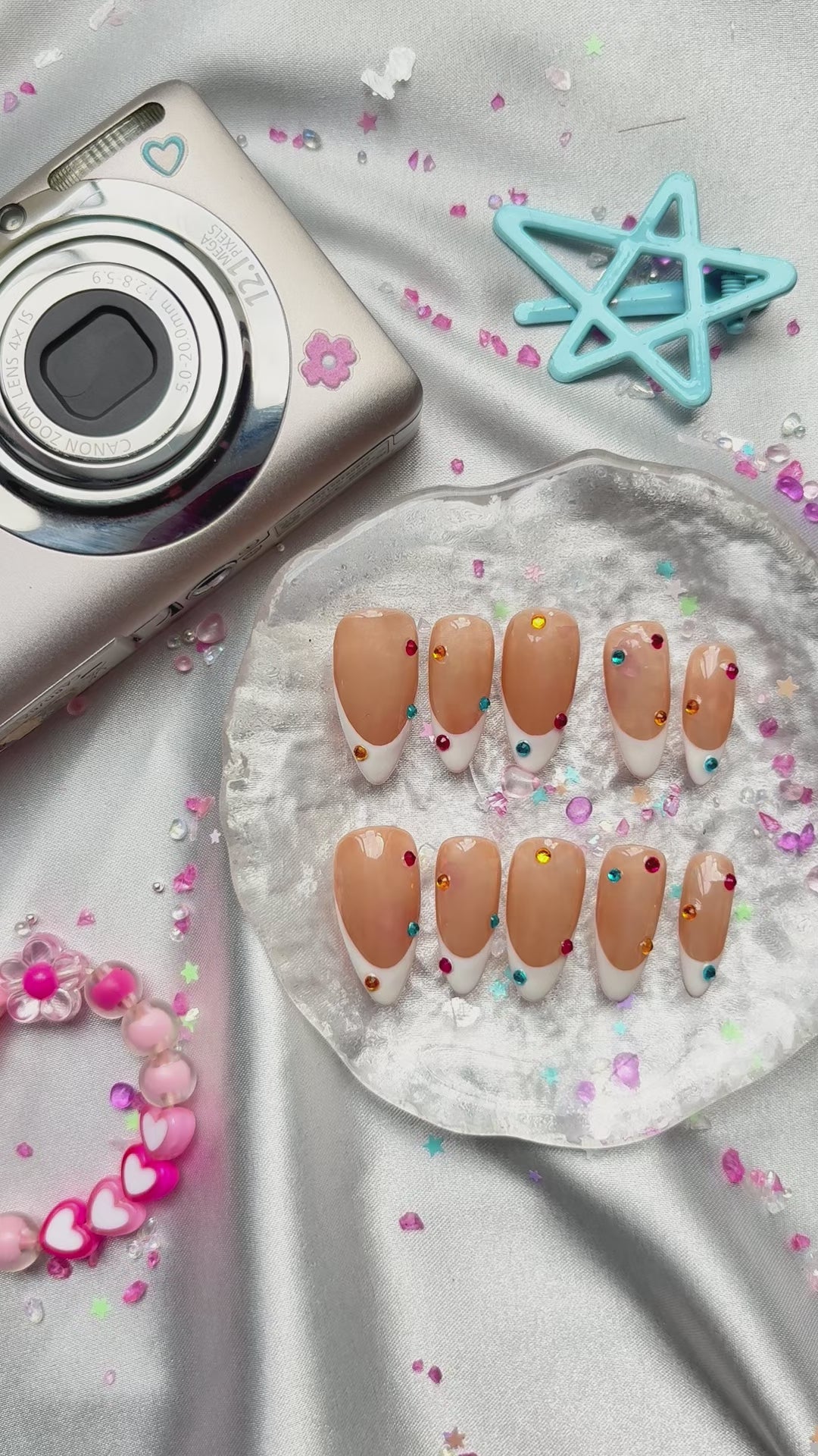 Custom Press-On Nails – Personalized Colorful French Tip Y2K Nail Art | Wynzy Pops Nails