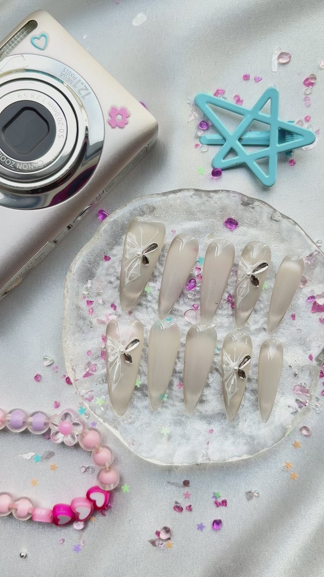 Custom Press-On Nails – Personalized Ombre Rhinestone Butterfly Long Stiletto Nail Art | Wynzy Pops Nails