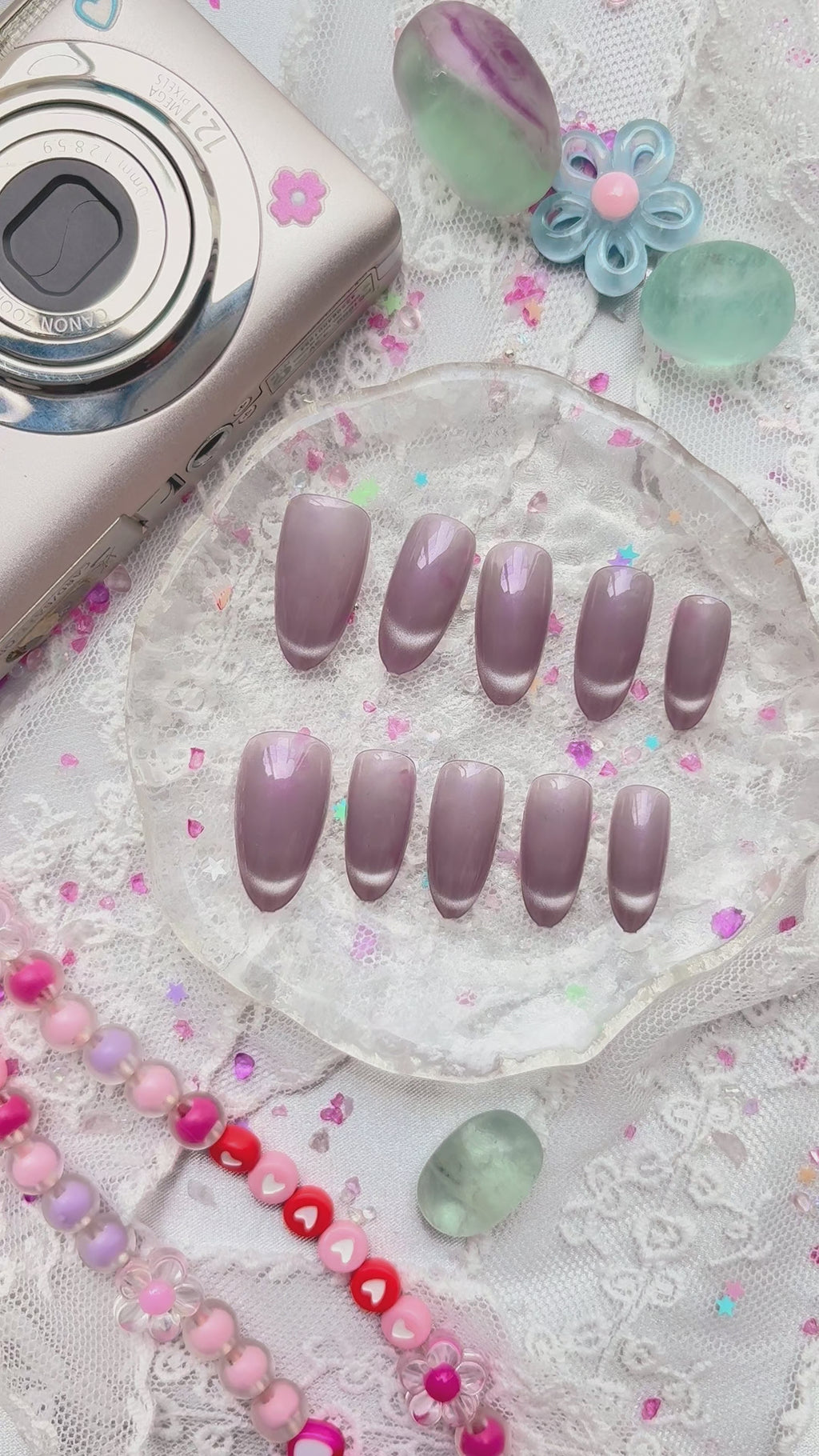 Custom Press-On Nails – Glossy Solid Purple | Simple Autumn Nail Art | Handmade Non-Custom Set | Wynzy Pops Nails