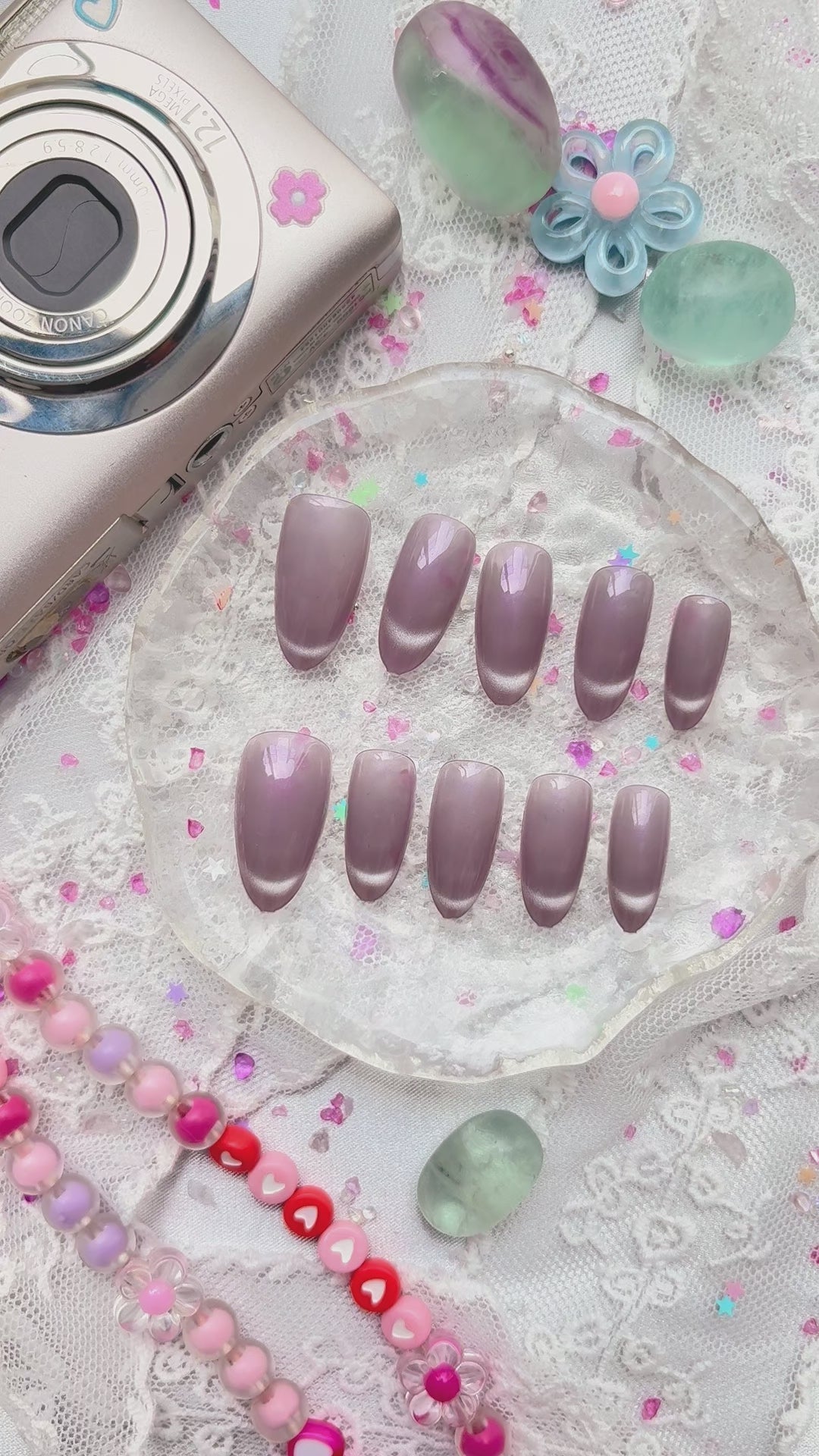 Custom Press-On Nails – Glossy Solid Purple | Simple Autumn Nail Art | Handmade Non-Custom Set | Wynzy Pops Nails